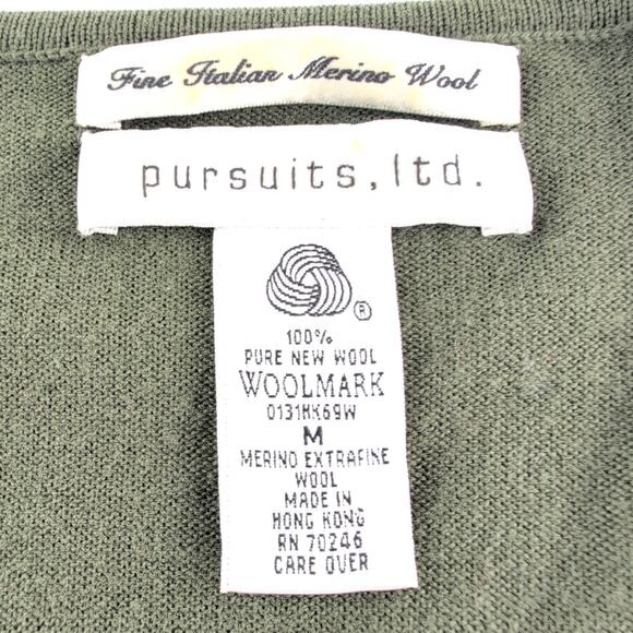 Vintage Pursuits ltd Italian Merino Wool Sweater Women's M Olive Green - Picture 2 of 6